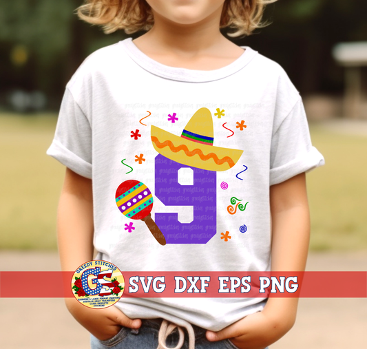 9th Birthday Fiesta Cinco de Mayo SVG DXF EPS PNG