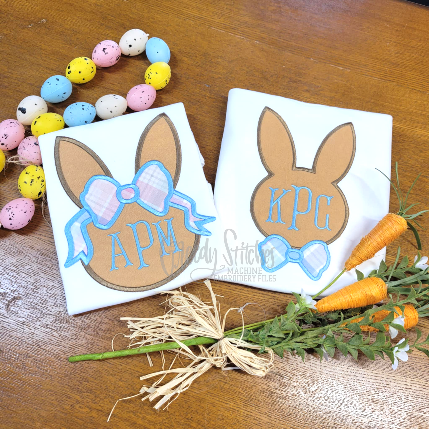 Bunny Bow Tie Satin Stitch Machine Embroidery Design