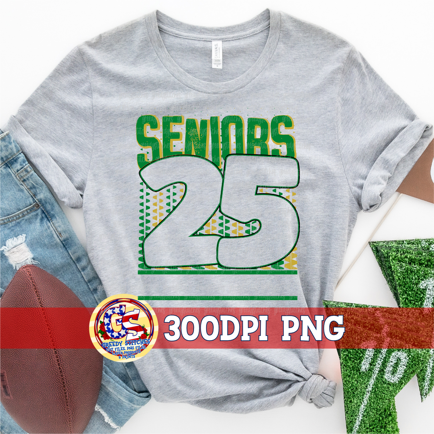 Seniors 25 Green Gold PNG - Senior Signatures Shirt PNG Design