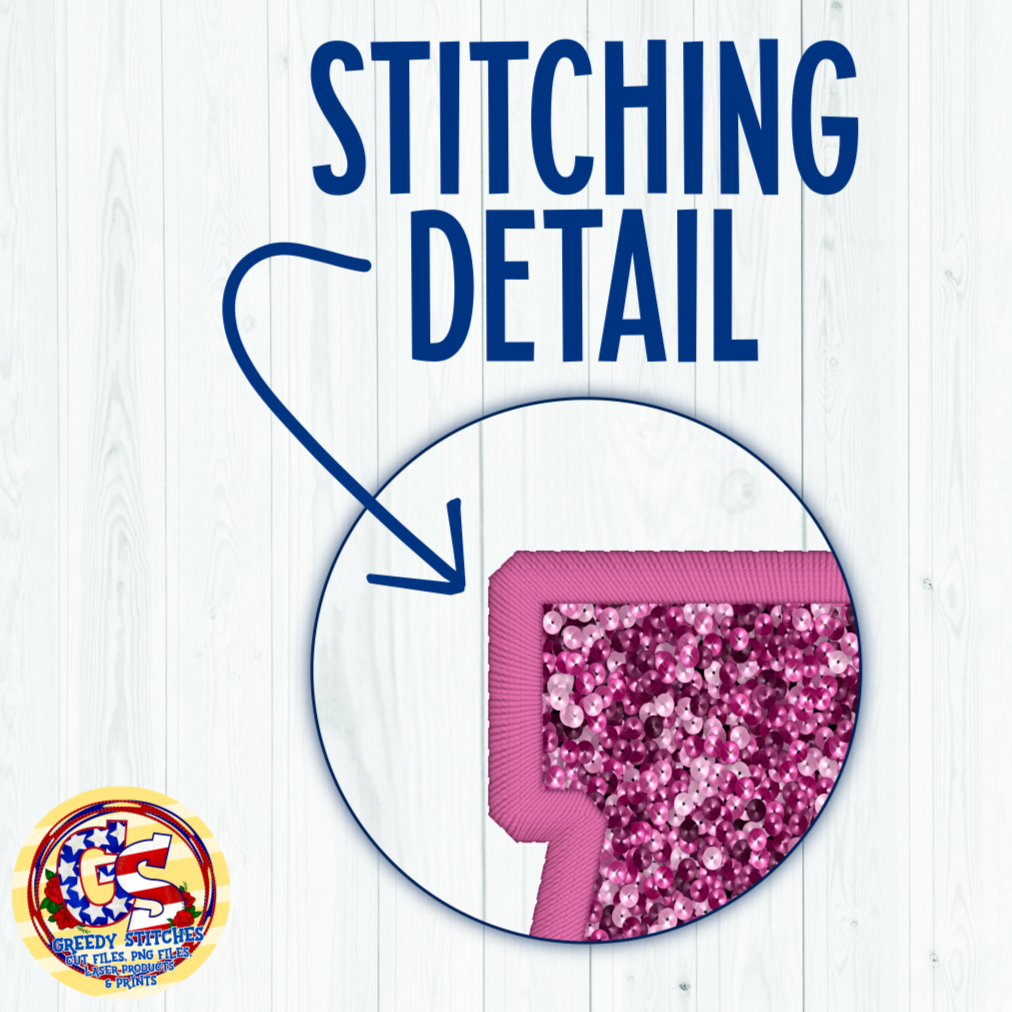 DIY Faux Embroidery Varsity Alpha & Number Pack PNG Sublimation