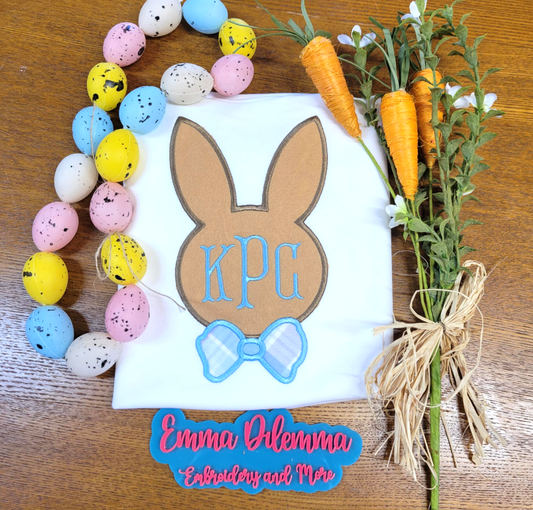 Bunny Bow Tie Satin Stitch Machine Embroidery Design