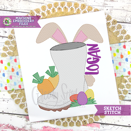Easter Shrimp Boot Sketch Machine Embroidery Design -  Easter Embroidery