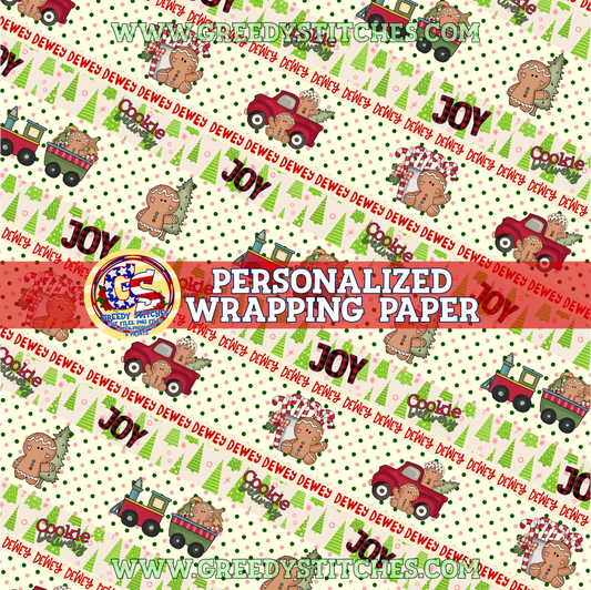 30" Gingerbread Delivery Service Personalized Wrapping Paper