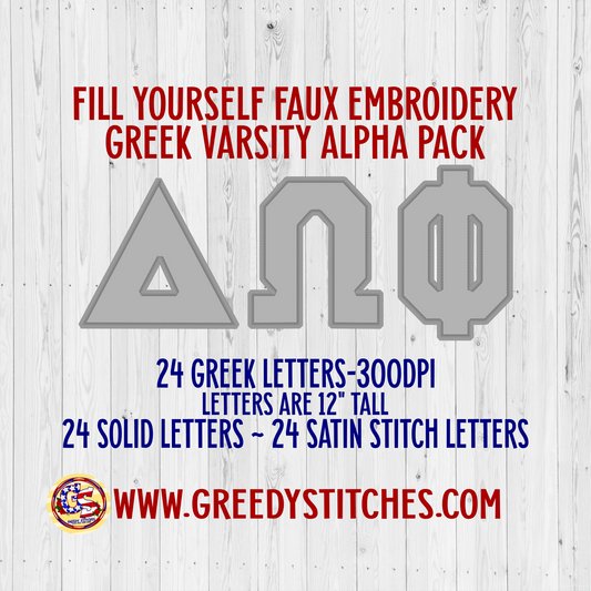 DIY Faux Embroidery Greek Varsity Alpha Pack PNG