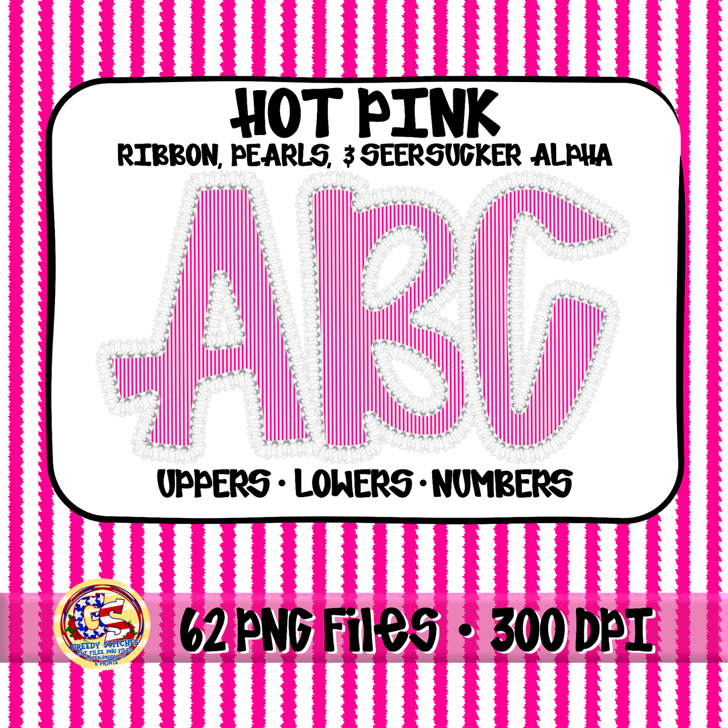 Hot Pink Ruffles, Pearls, Seersucker Alpha PNG -Seersucker Alpha