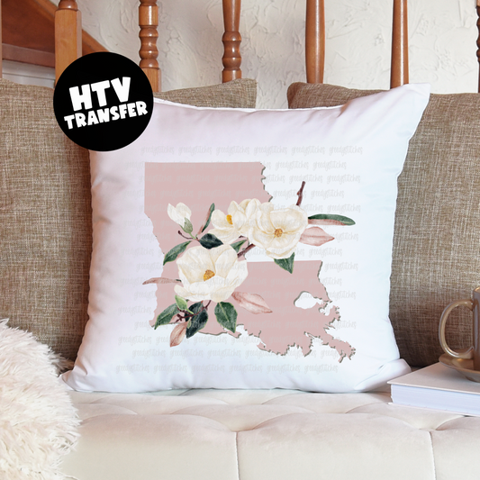 Watercolor Louisiana Magnolia HTV Transfer