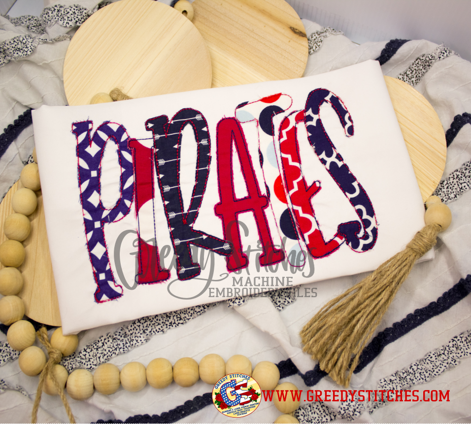 Pirates Bean Stitch Applique Machine Embroidery Design