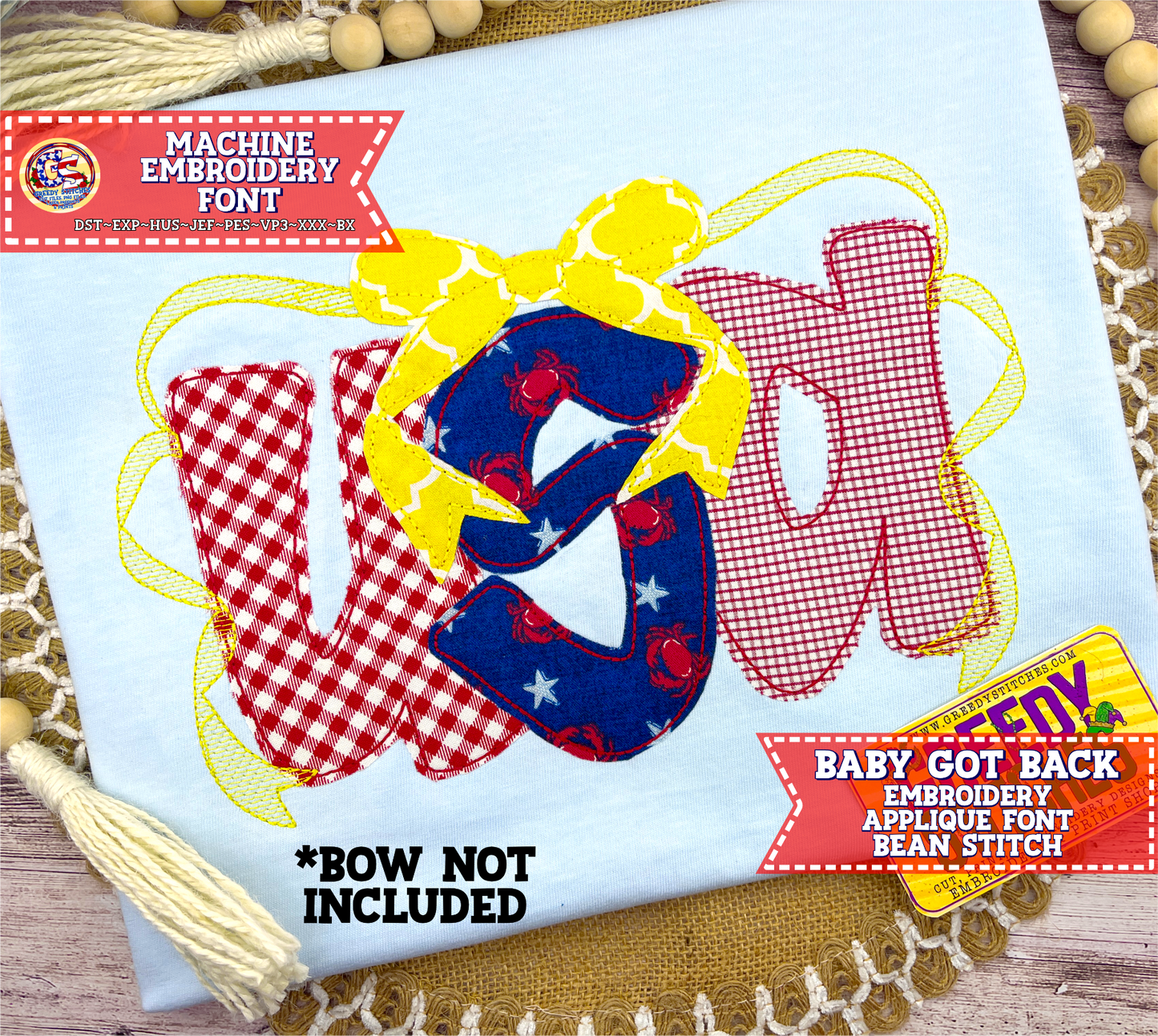 Baby Got Back Embroidery Applique Font