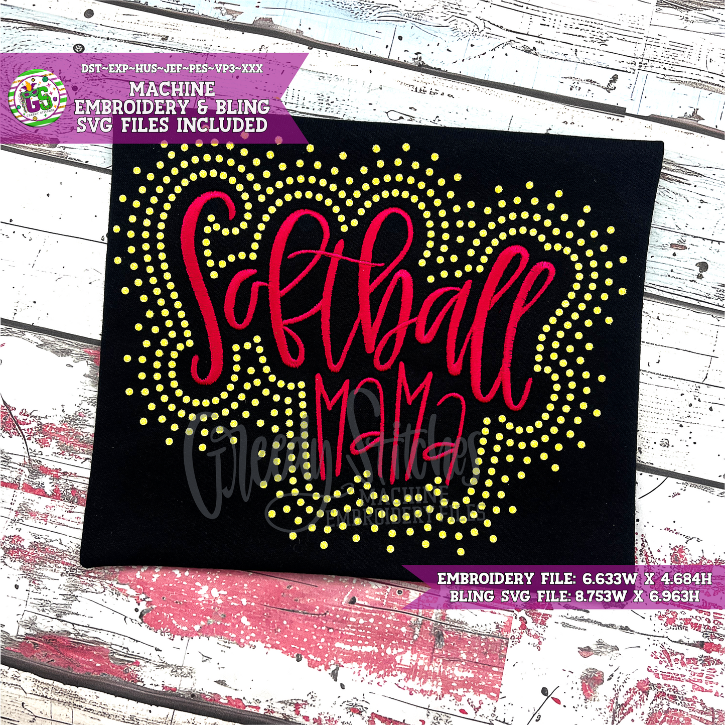 Softball Mama Bling SVG & Machine Embroidery Design