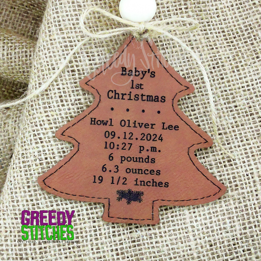 Baby's 1st Christmas Birth Stats Christmas Tree Ornament