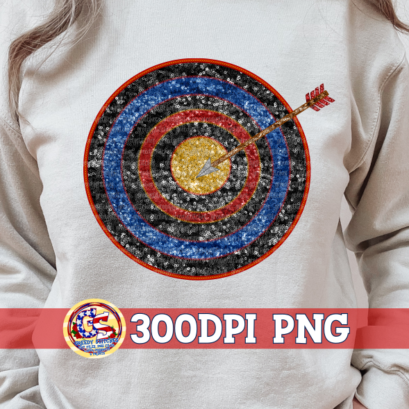Archery Target Faux Embroidery Sequins PNG