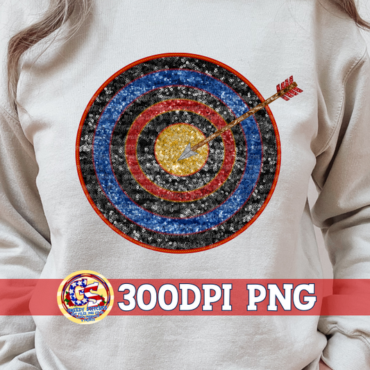 Archery Target Faux Embroidery Sequins PNG