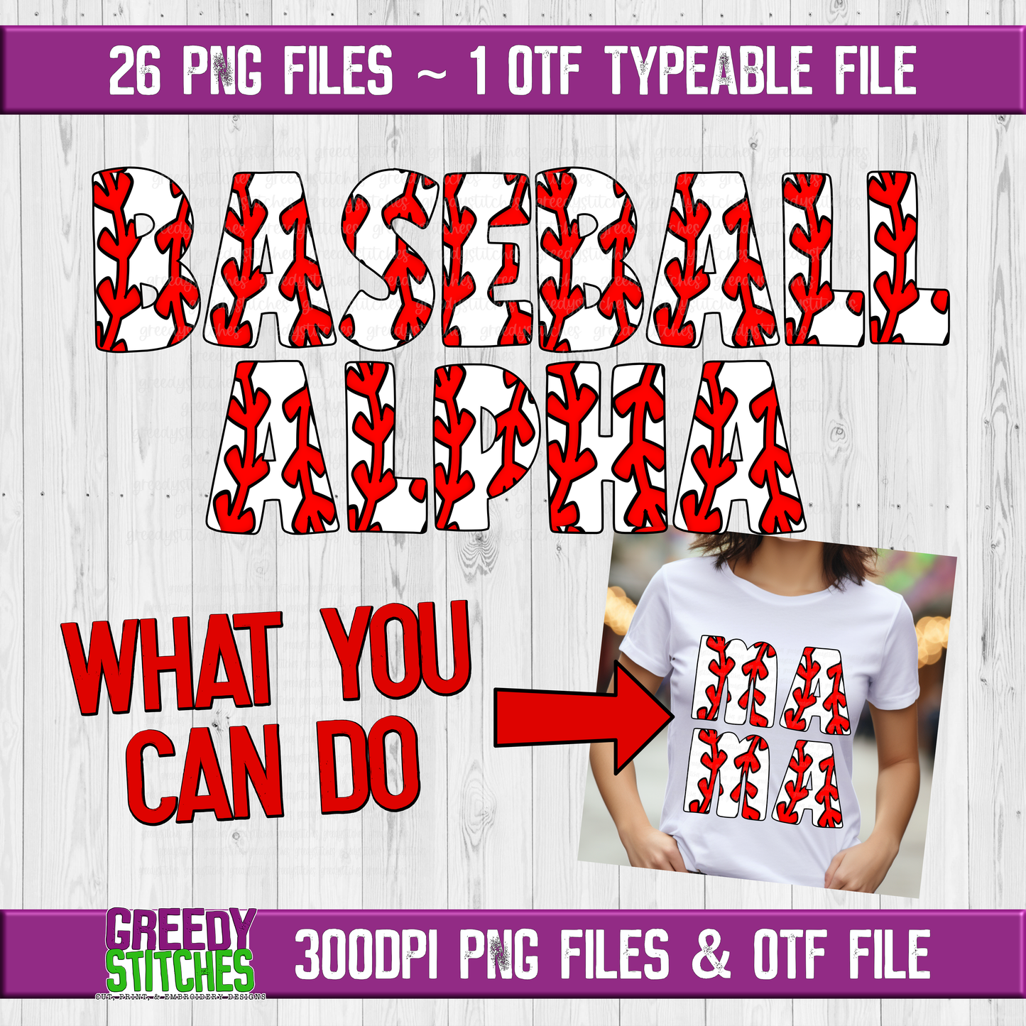 Baseball Alpha PNG & OTF Files