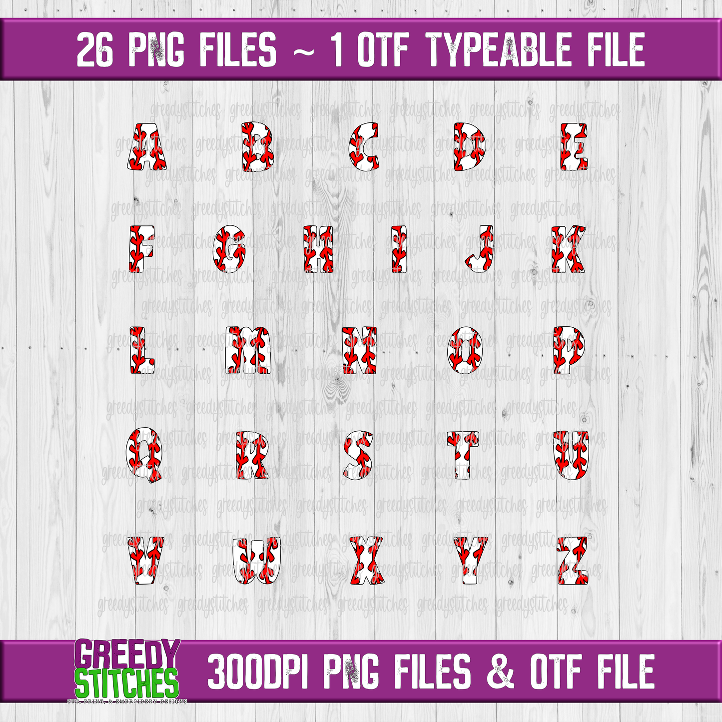 Baseball Alpha PNG & OTF Files
