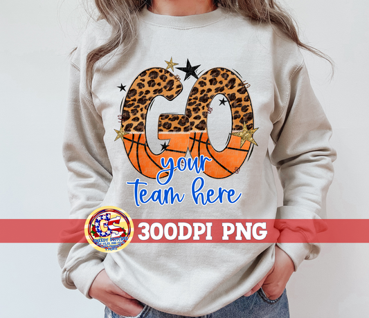 Preppy Go Basketball Leopard Stars PNG for Sublimation