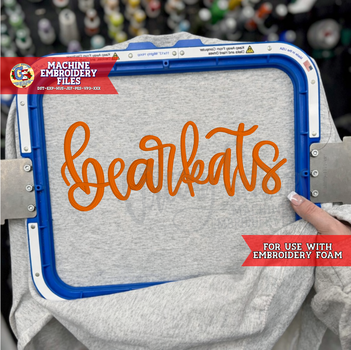 Bearkats Script PUFF FOAM Machine Embroidery Design