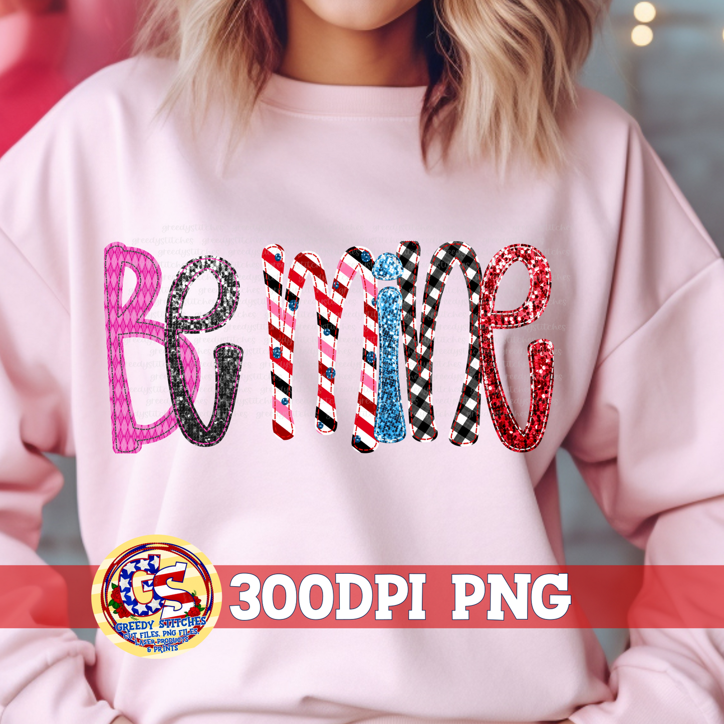 Be Mine Faux Embroidery Sequins PNG