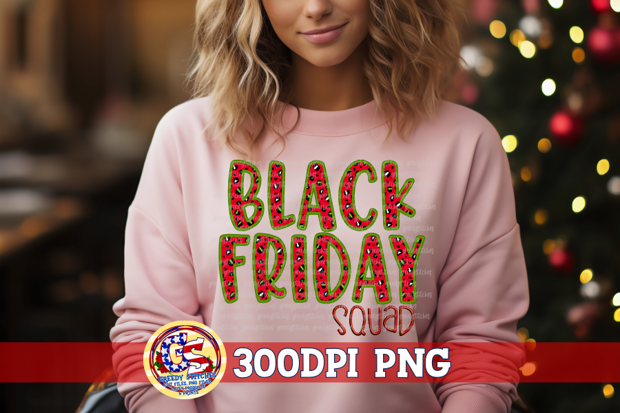 Black Friday Squad Faux Applique PNG