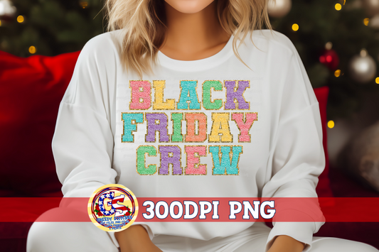 Black Friday Crew Chenille Lettering PNG for Sublimation