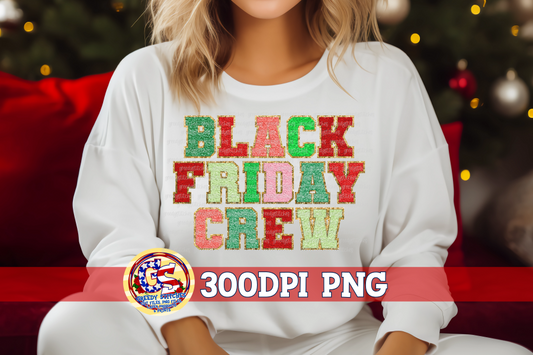 Black Friday Crew Chenille Lettering PNG for Sublimation