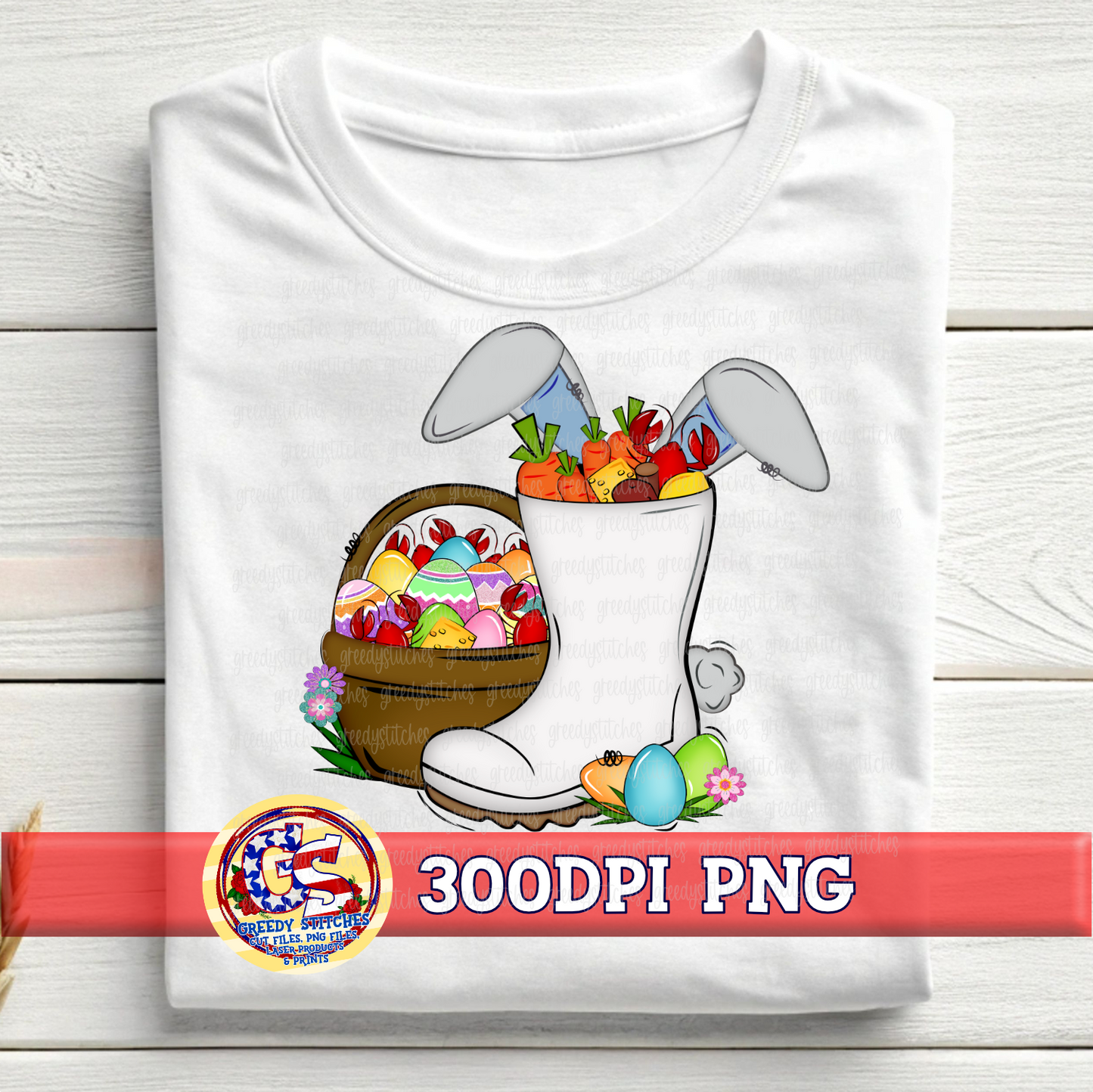 Easter Shrimp Boot Blue Ears PNG - Cajun Easter PNG