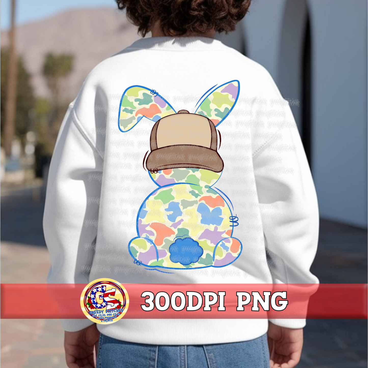 Duck Marsh Camo Easter Bunny with Hat PNG
