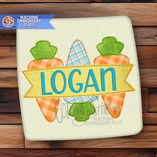 Split Carrot Trio with Name Plate Machine Embroidery Design