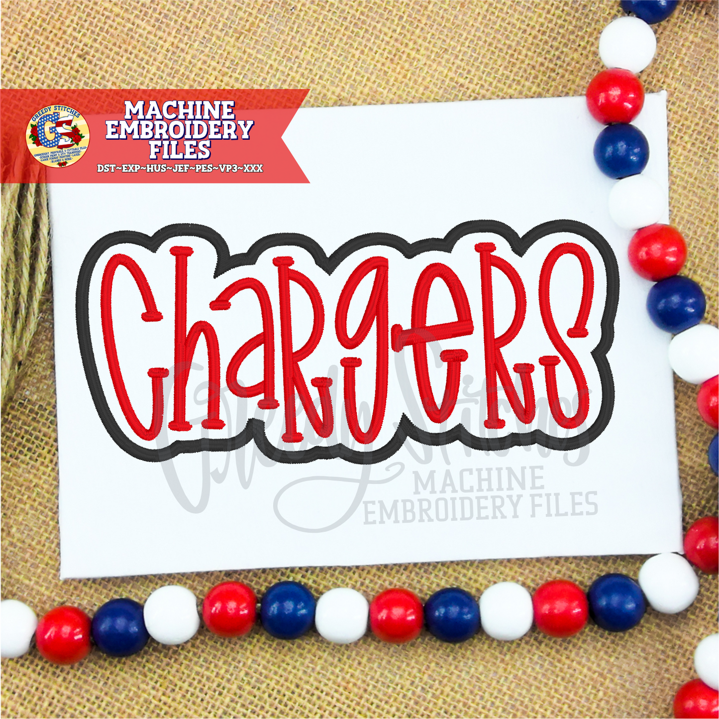 Chargers Satin Stitch Machine Embroidery Design