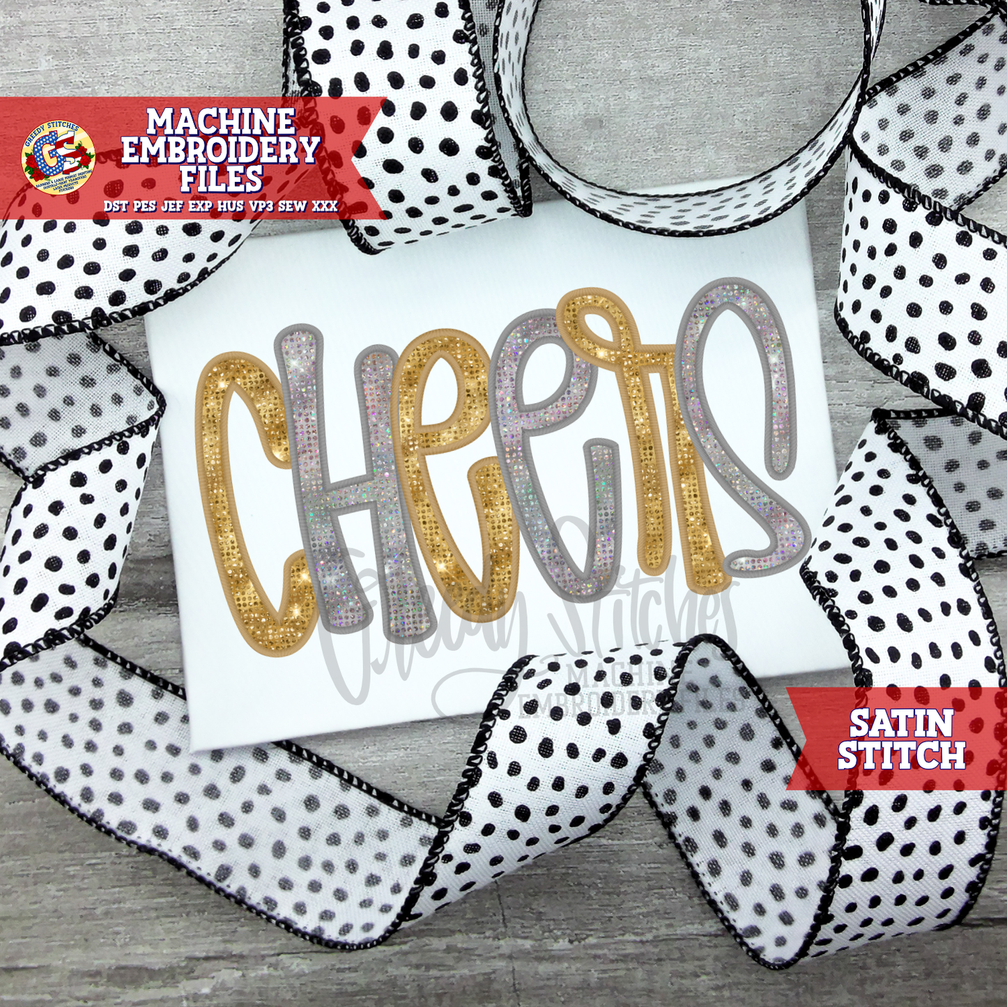 Cheers Satin Stitch Applique Machine Embroidery Design