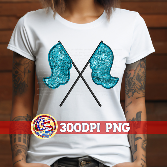 Color Guard Columbia Blue Faux Embroidery Sequins PNG