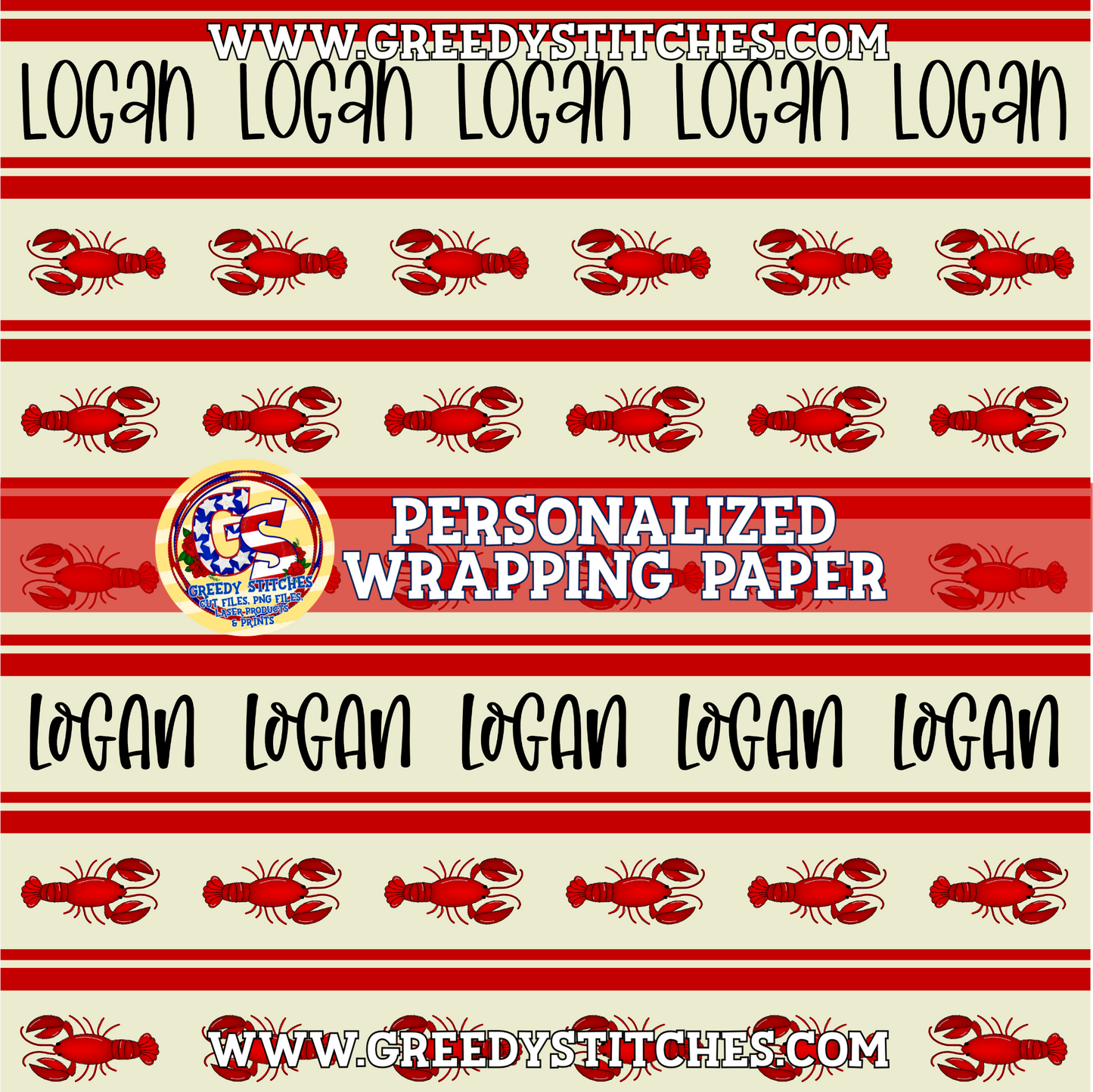 36" Crawfish Personalized Wrapping Paper