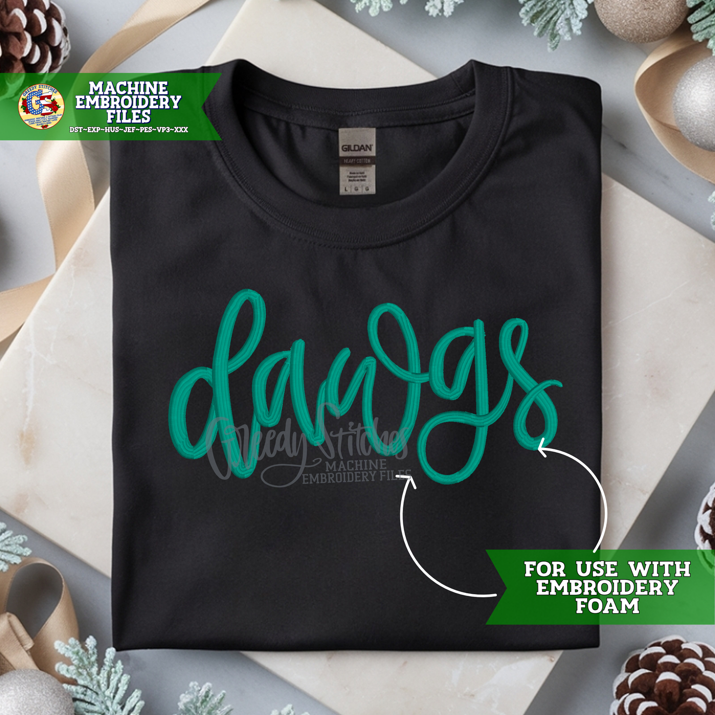 Dawgs Puff Machine Embroidery Design