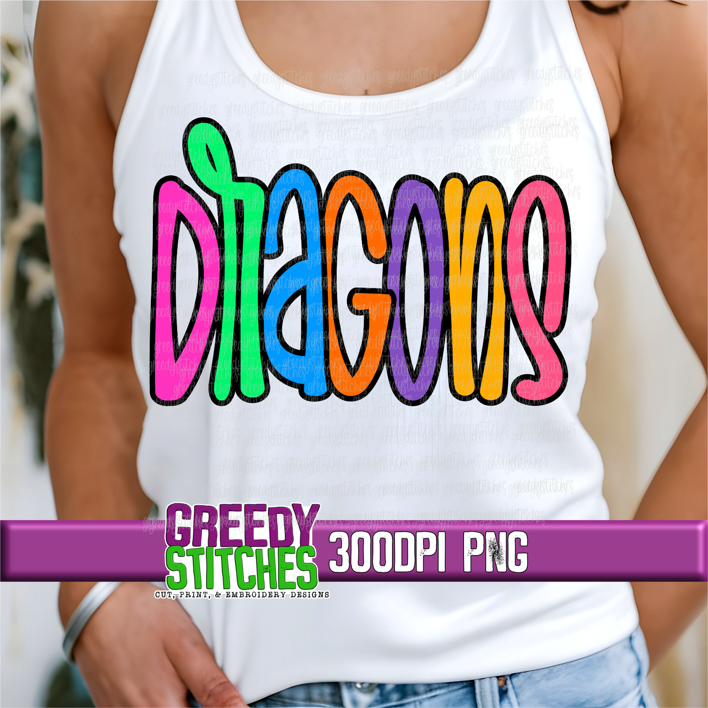 Neon Dragons PNG