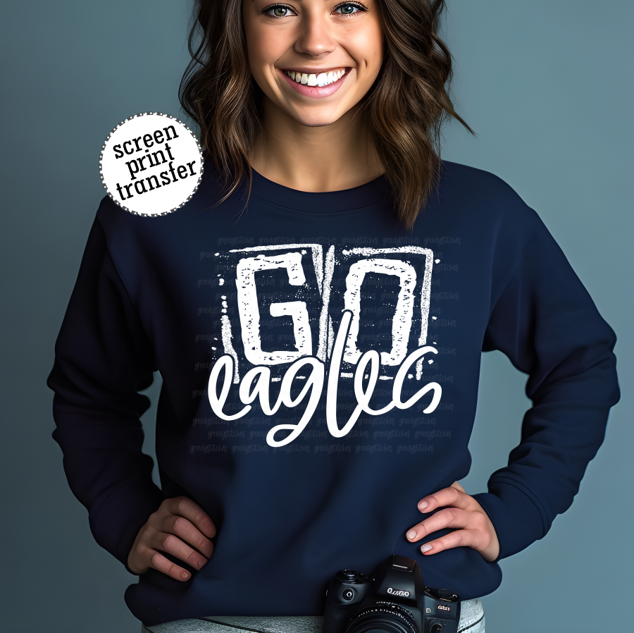 Go Eagles Screen Print Transfer--white ink