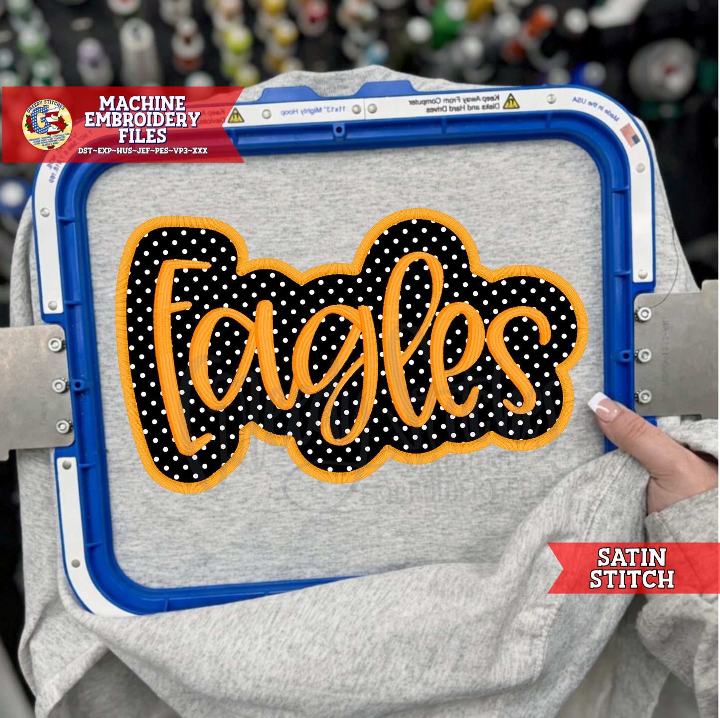 Eagles Satin Stitch Applique Embroidery Design