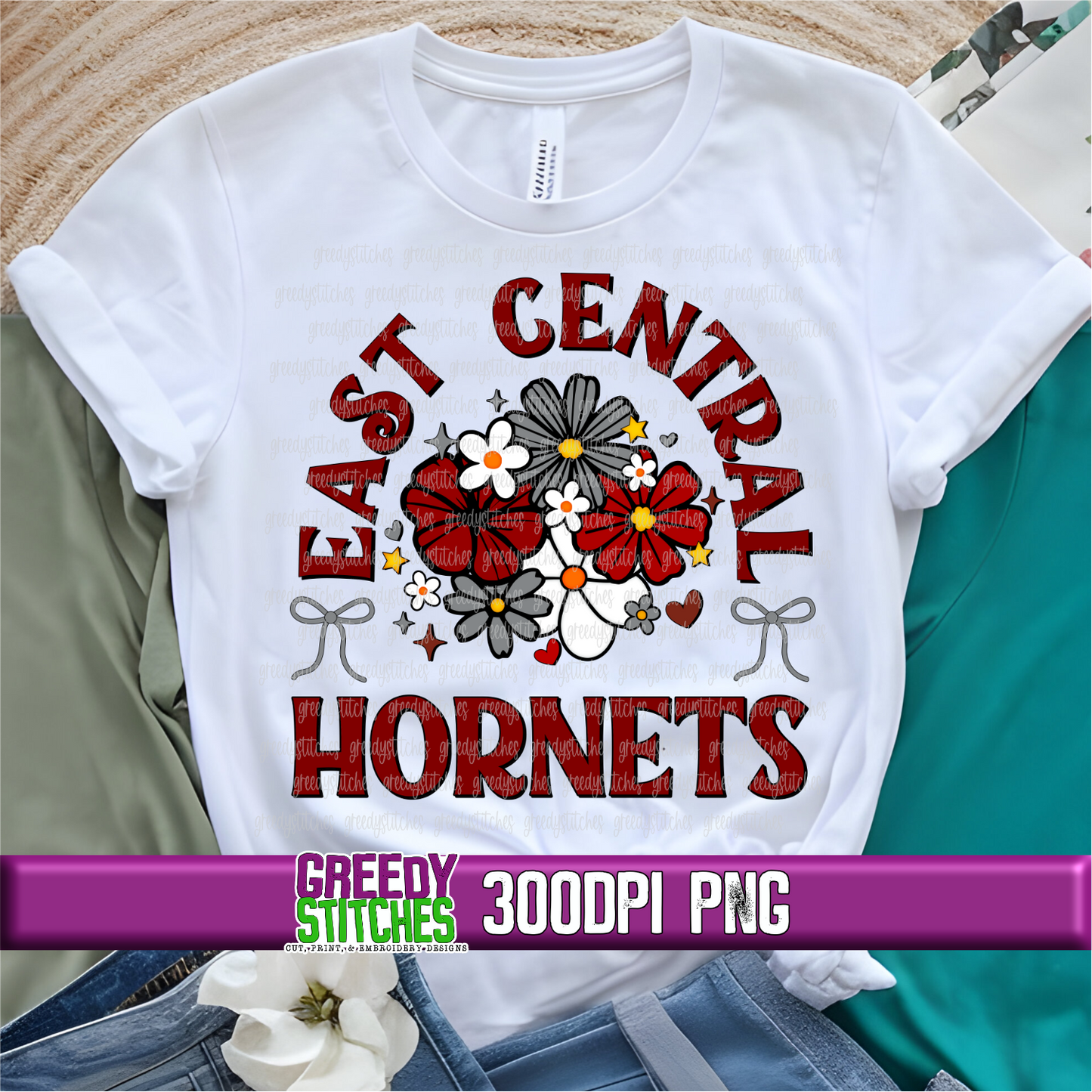 Floral East Central Hornets PNG Set
