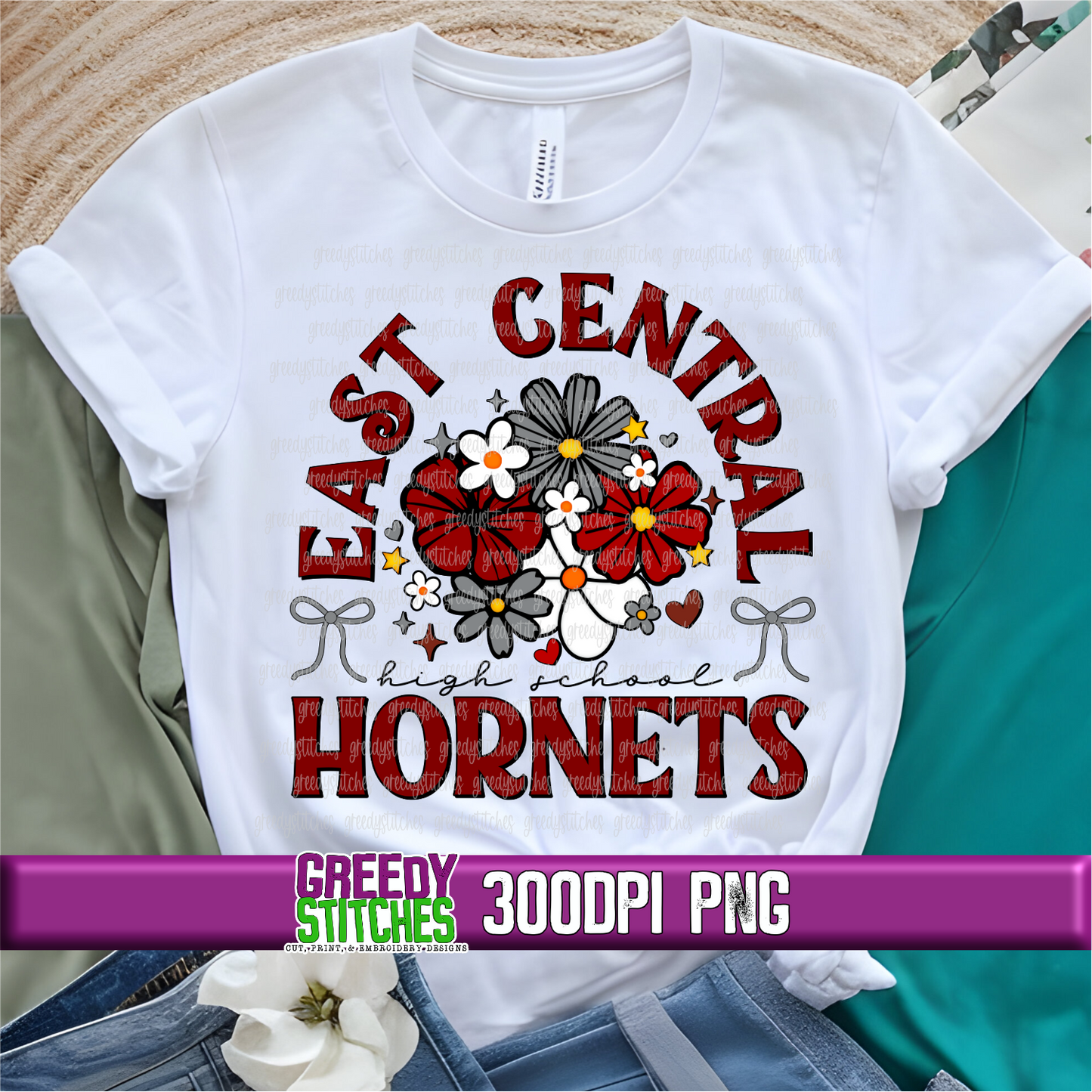 Floral East Central Hornets PNG Set