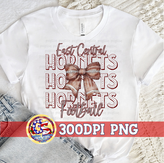 East Central Hornets Football Croquette Bow PNG