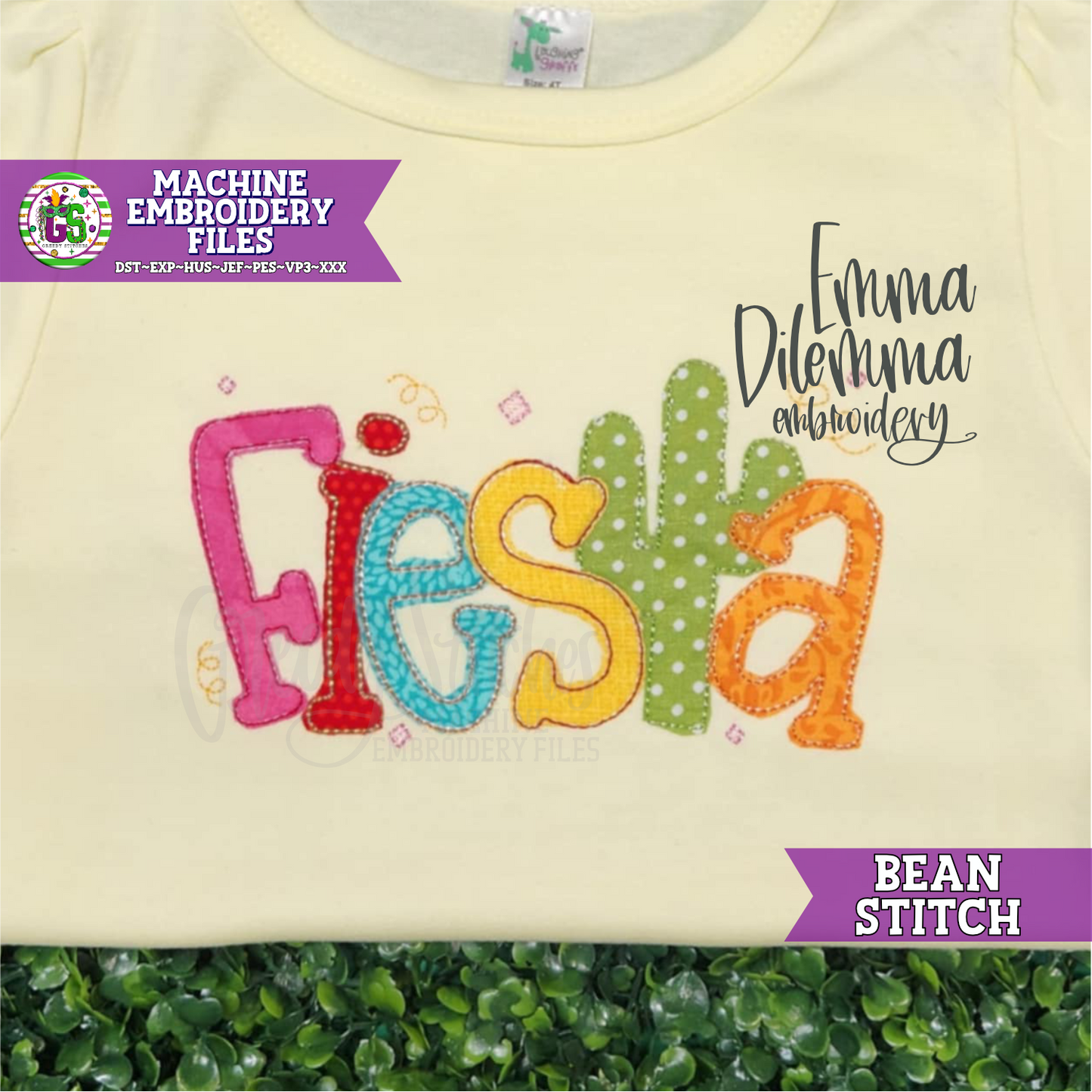 Fiesta Bean Stitch Machine Embroidery Design