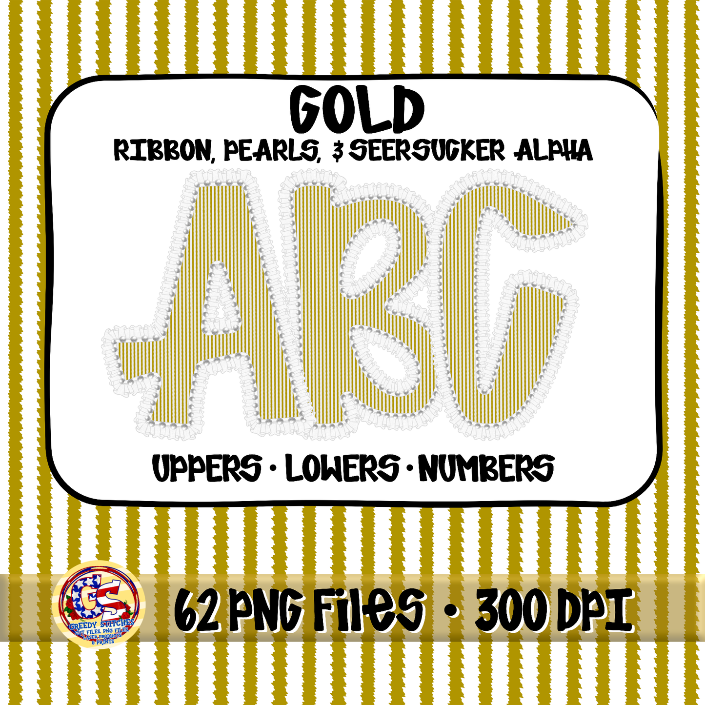 Gold Ruffles, Pearls, Seersucker Alpha PNG -Seersucker Alpha