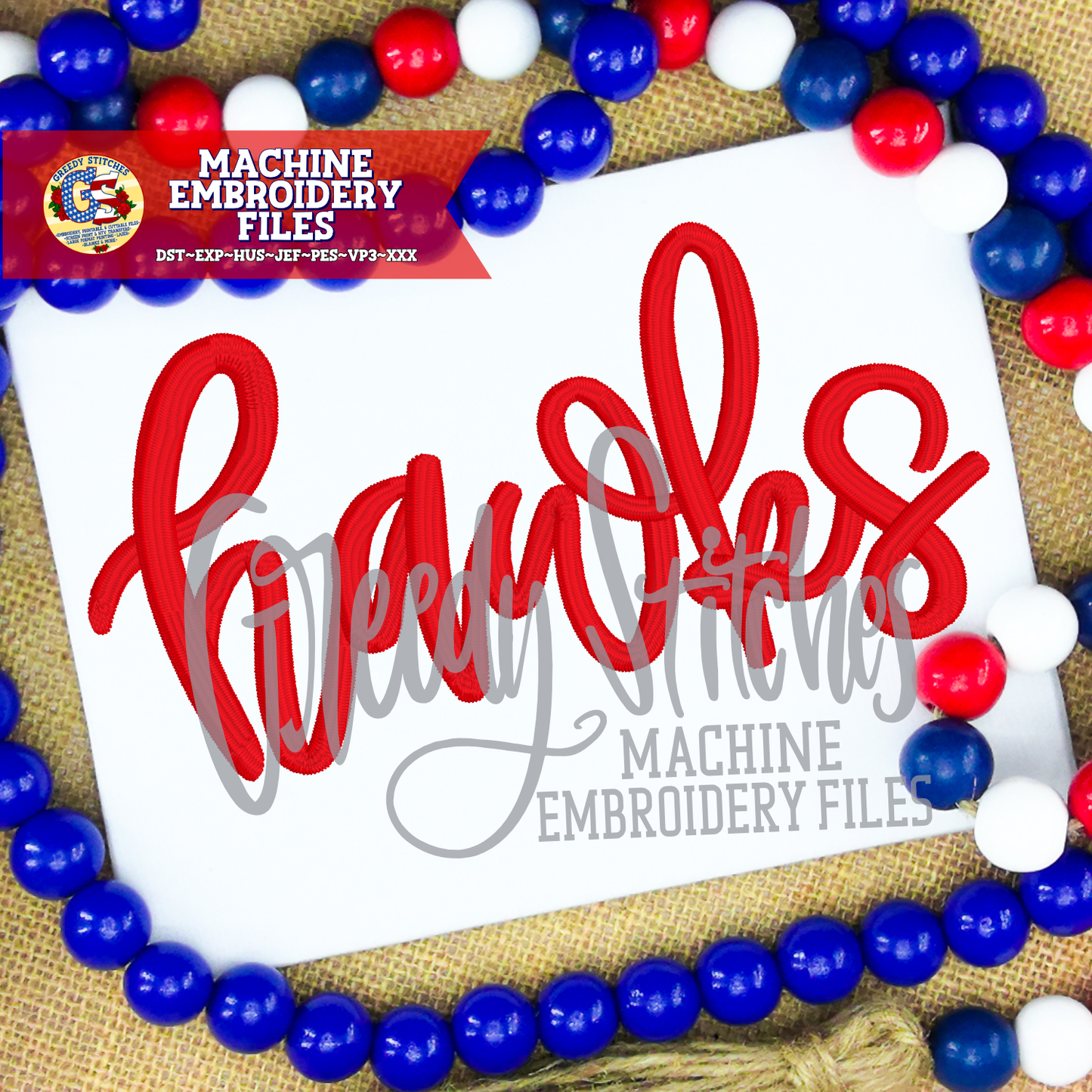 Hand Lettered Hawks Satin Stitch Embroidery Design