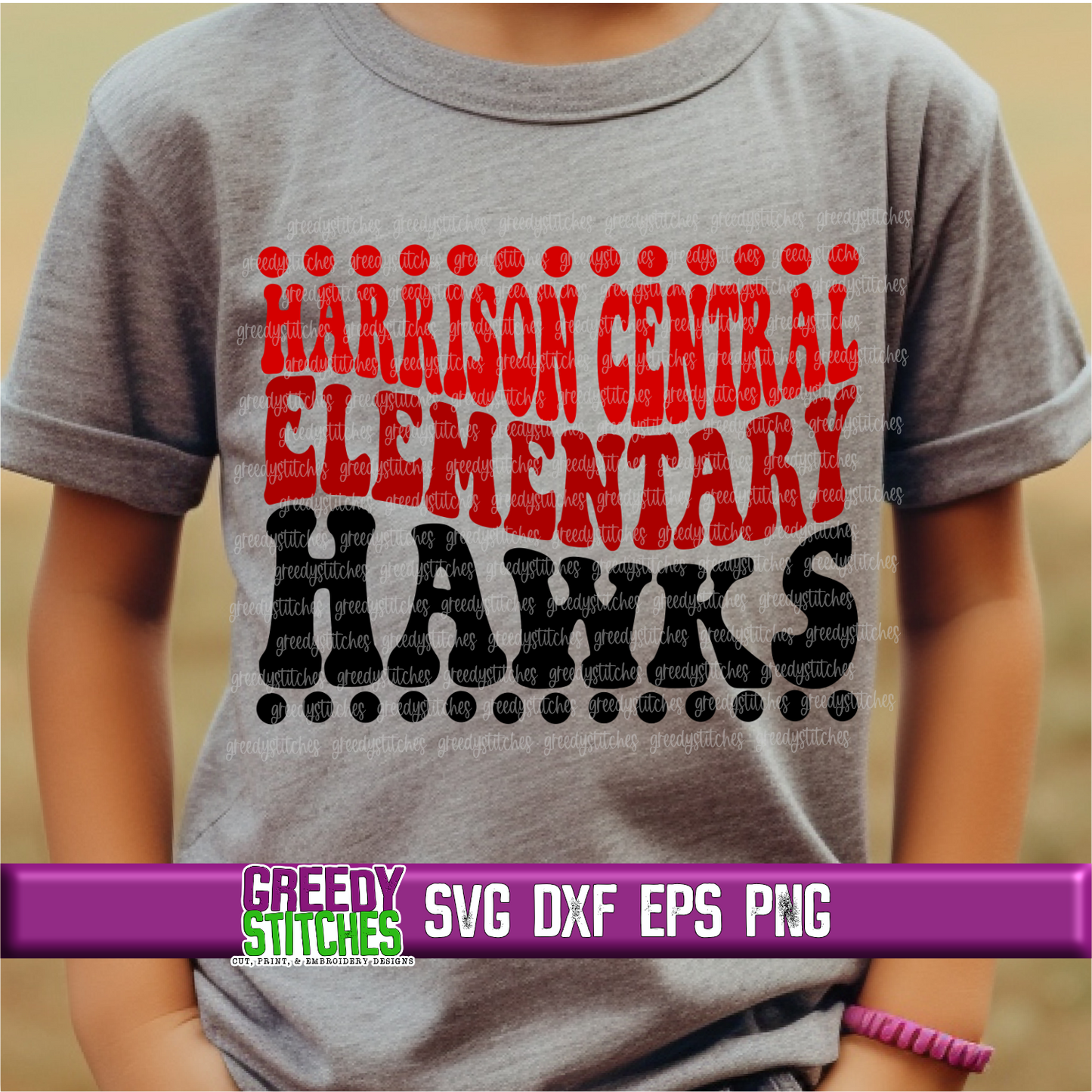Harrison Central Elementary Hawks Groovy Wave SVG DXF EPS PNG