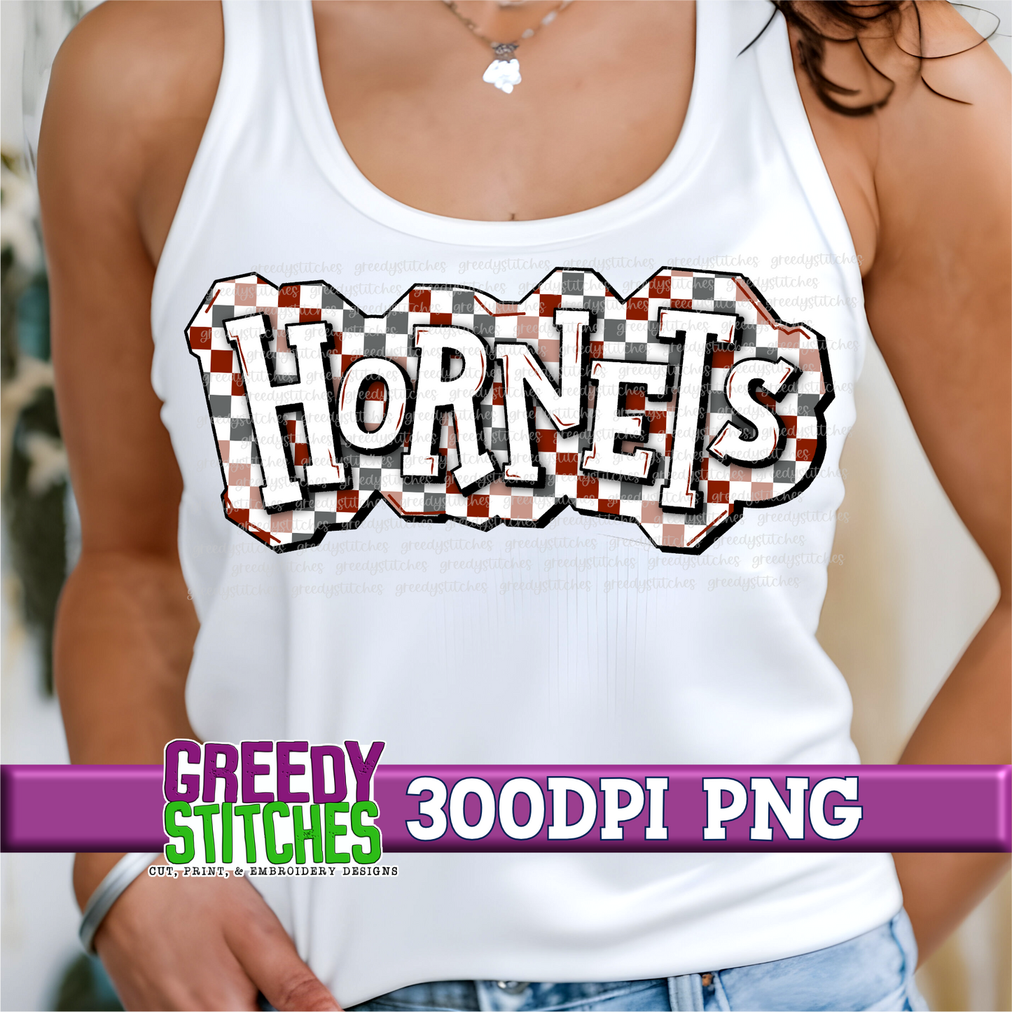 Checker Hornets Plate PNG - Maroon Grey