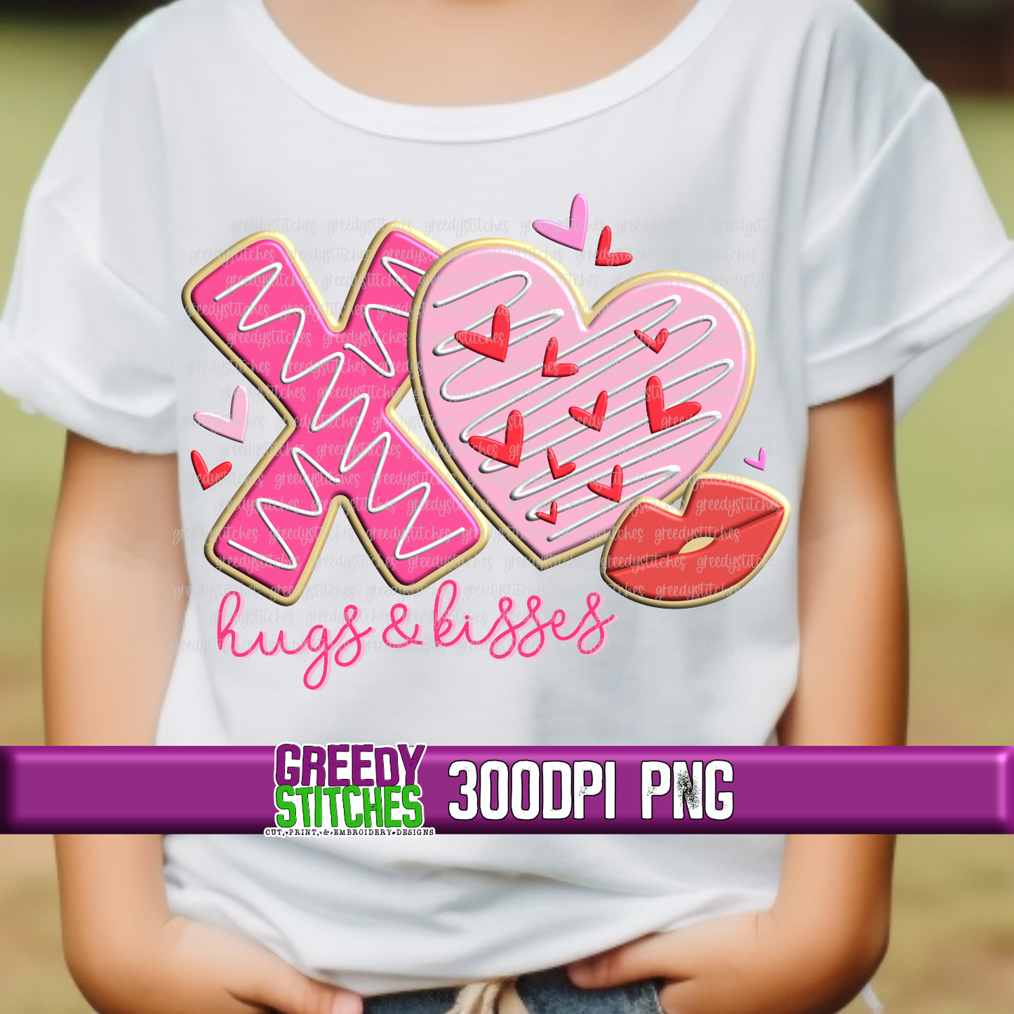 XO Hugs & Kisses Iced Cookies PNG - Valentine's Day PNG
