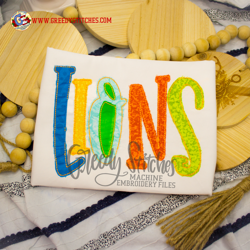 Lions Bean Stitch Applique Machine Embroidery Design