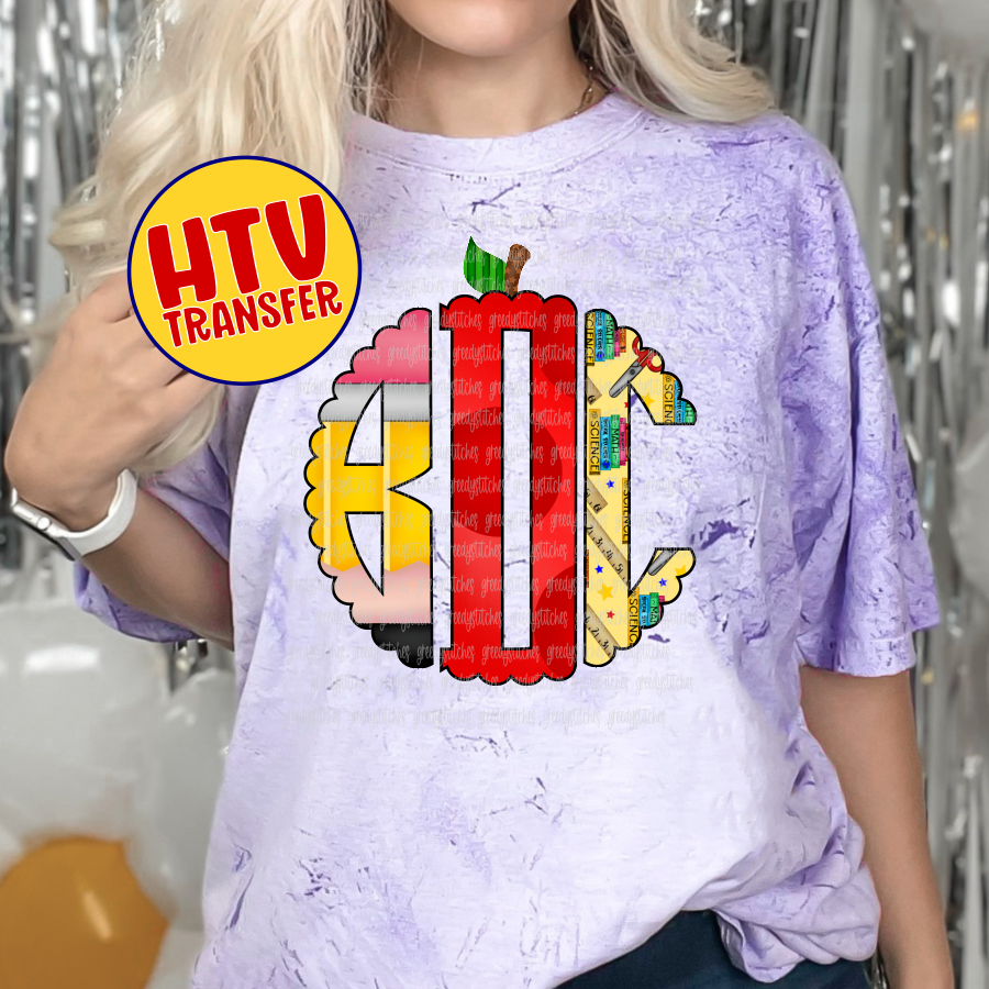 Scalloped Teacher Monogram HTV Transfer