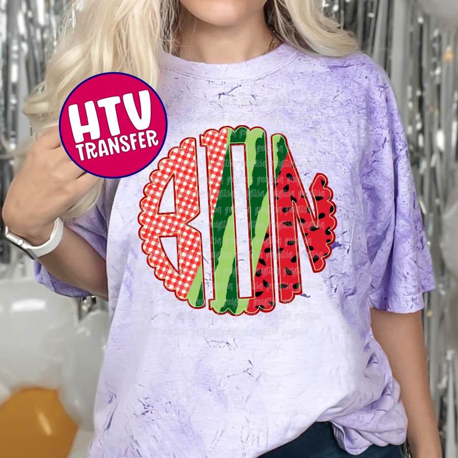 Scalloped Watermelon Monogram HTV Transfer
