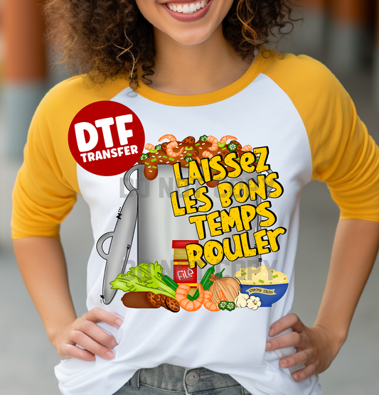 Laissez Les Bon Temps Rouler Gumbo Pot DTF Transfer