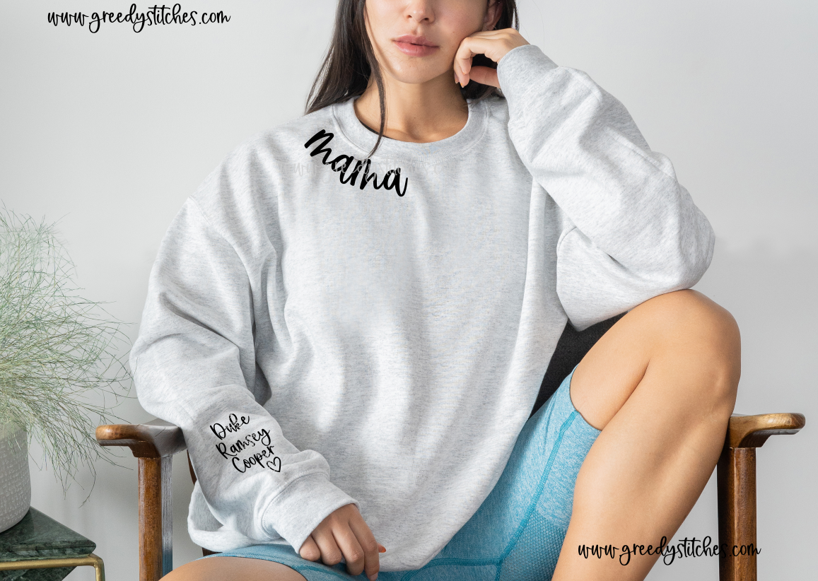 Curved Mama and Custom Child Names HTV Transfer