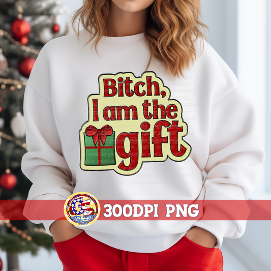 Bitch, I am the Gift Faux Enamel Pin PNG